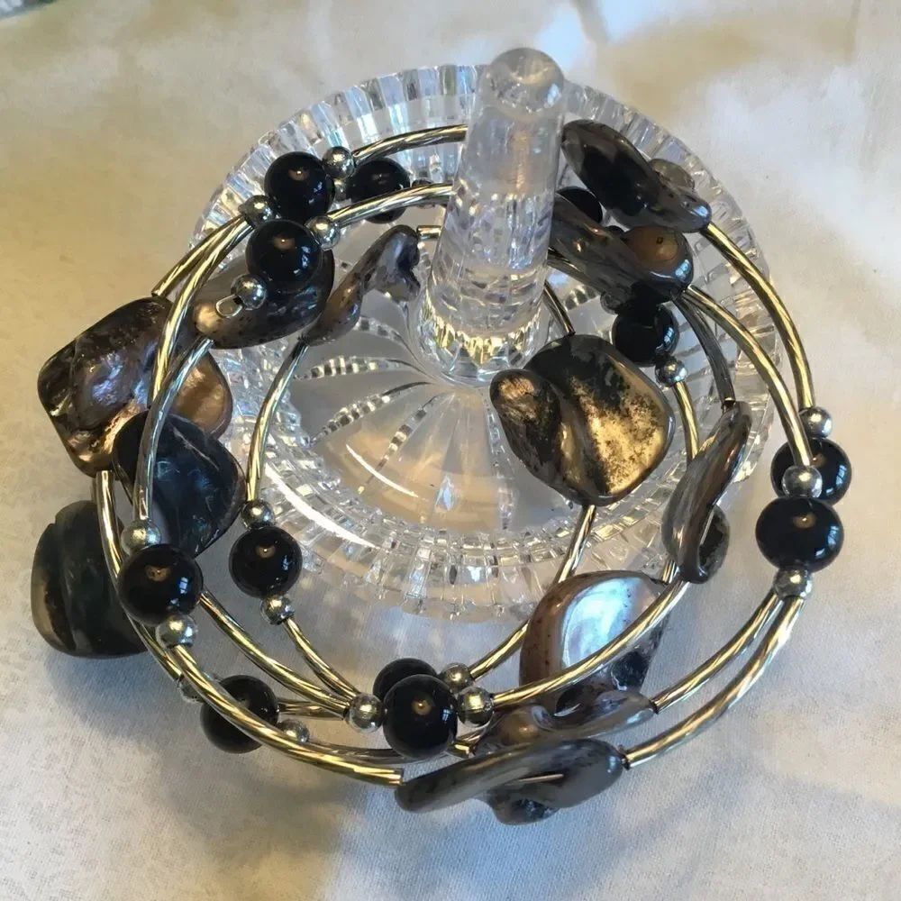 $10 ea or 3/$20. Silvertone Shell & Bead Bracelet